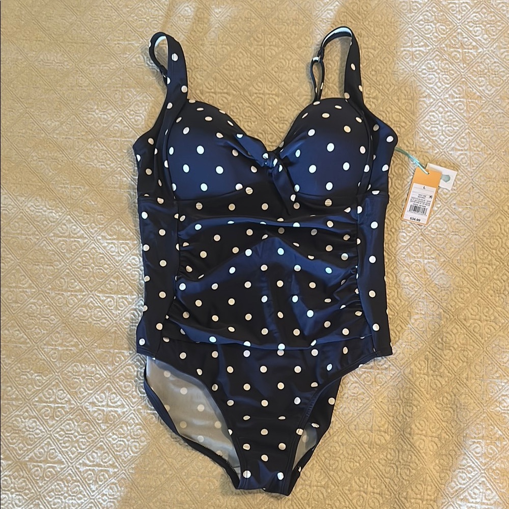 Navy Polka Dot Swimsuit